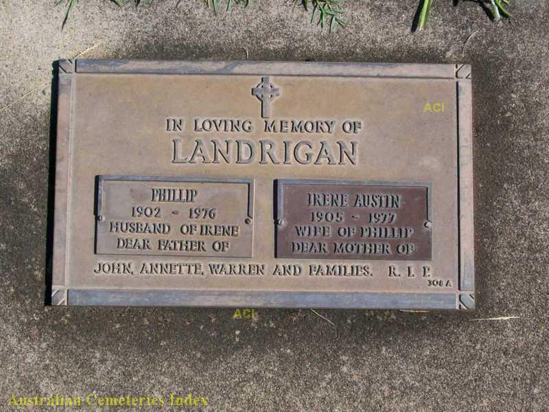 Photo of headstones/Irene Austin Landrigan d1977 hdstn Grafton Lawn Cem